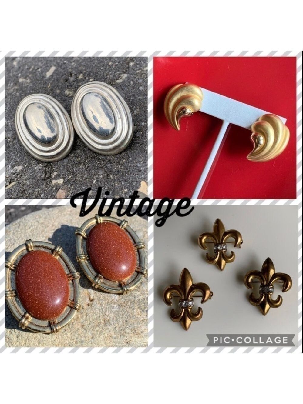 Vintage jewelry, brooches and earrings